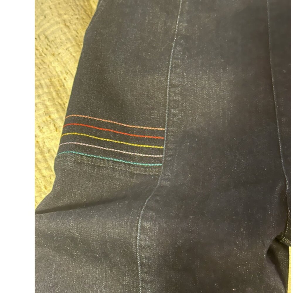 Bright & Beautiful Rainbow Stitched Denim Overalls - Picture 4 of 8